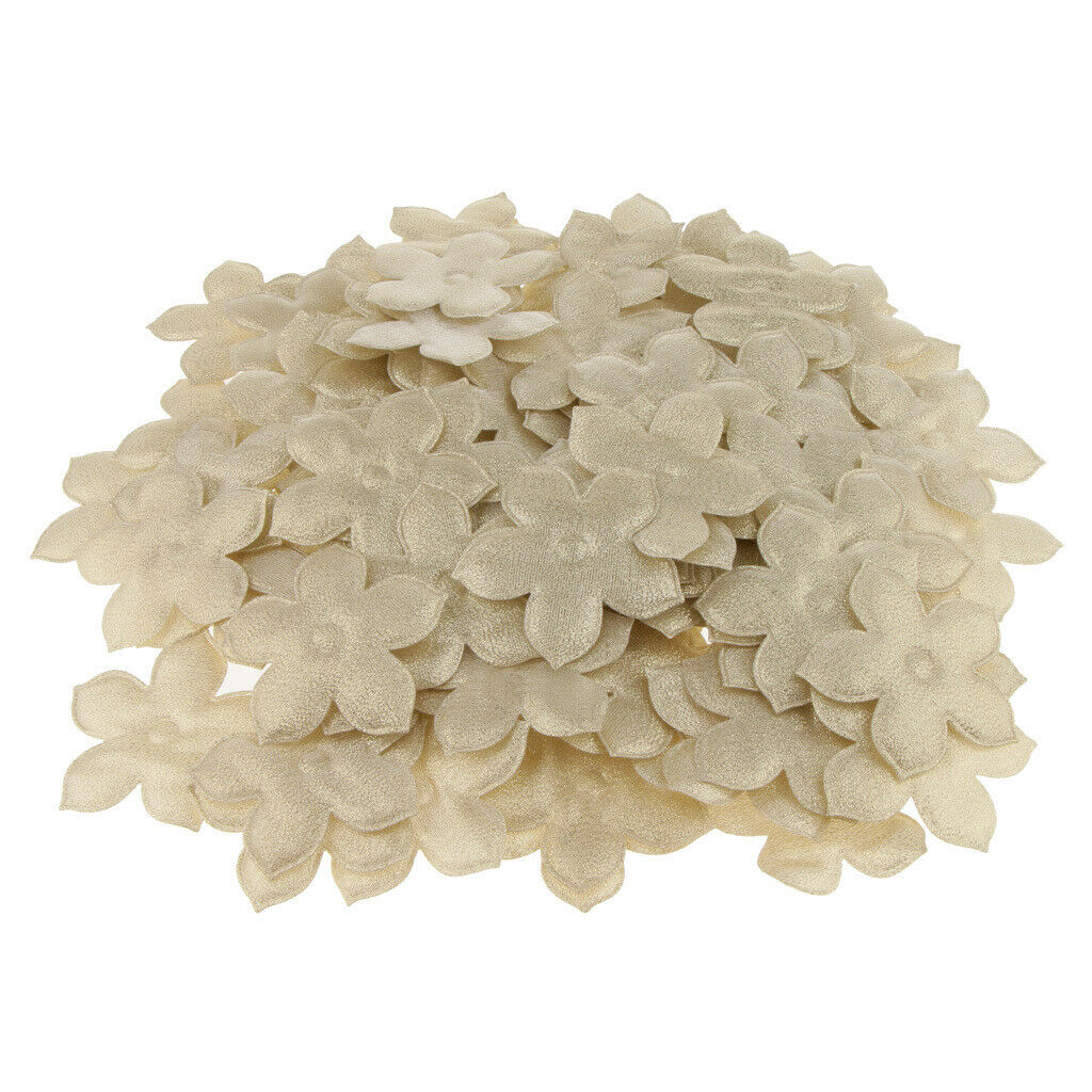 100 Pieces Satin Baby Shower Favor Flower Applique DIY Craft Trim Decor