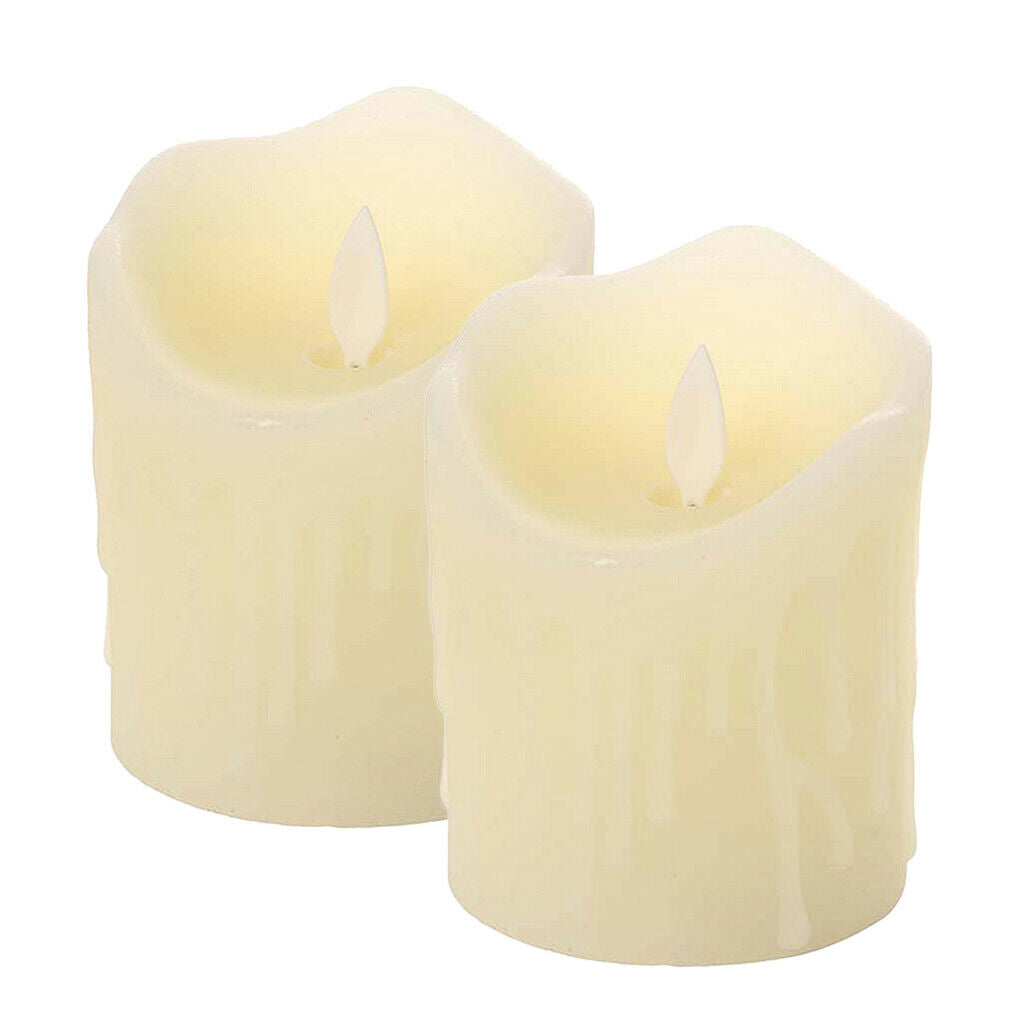 2pcs Battery Powered Oscillating Flame Realistic Amber Led Candle