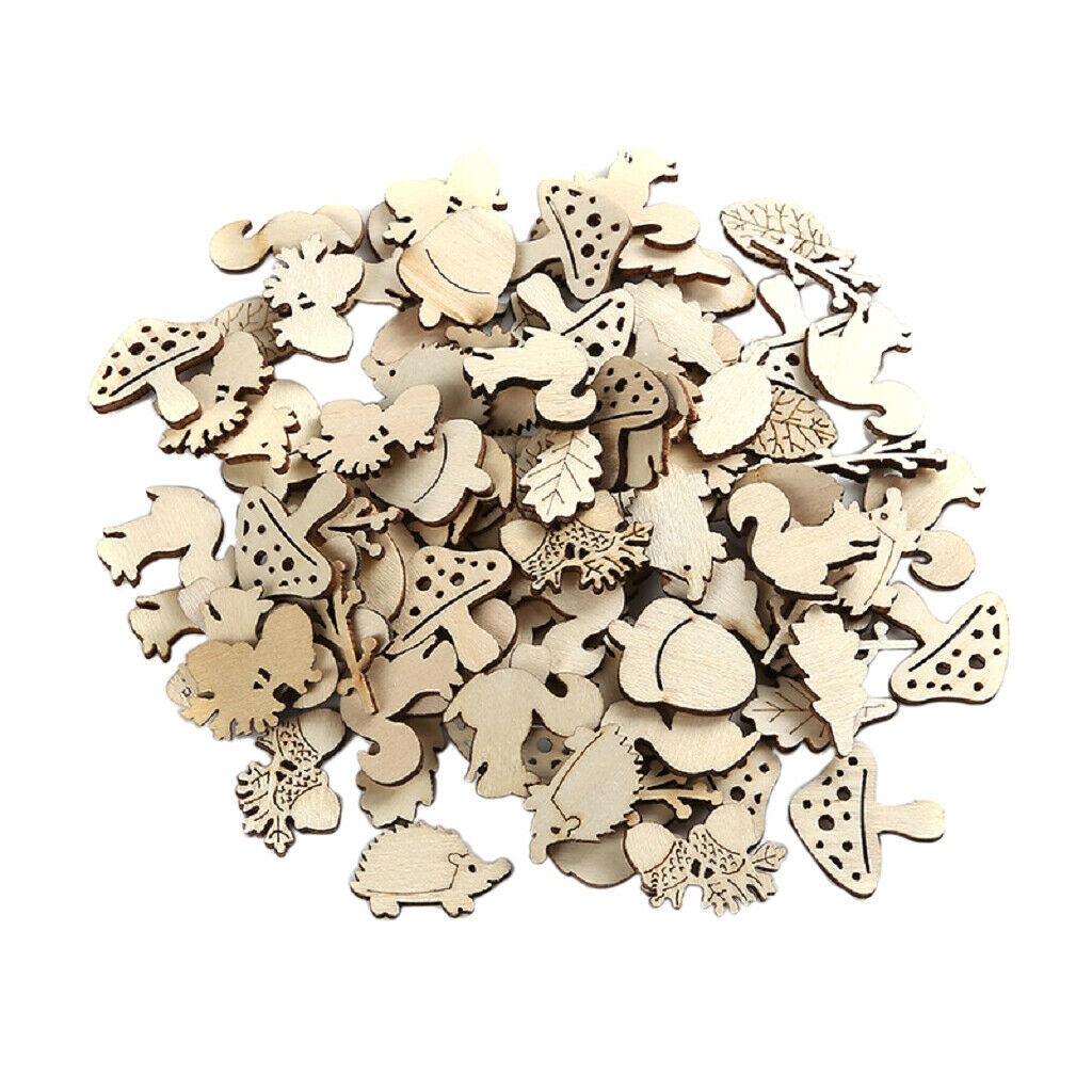 50 pieces cartoon shape wooden slices wooden pieces wooden shape for DIY crafts