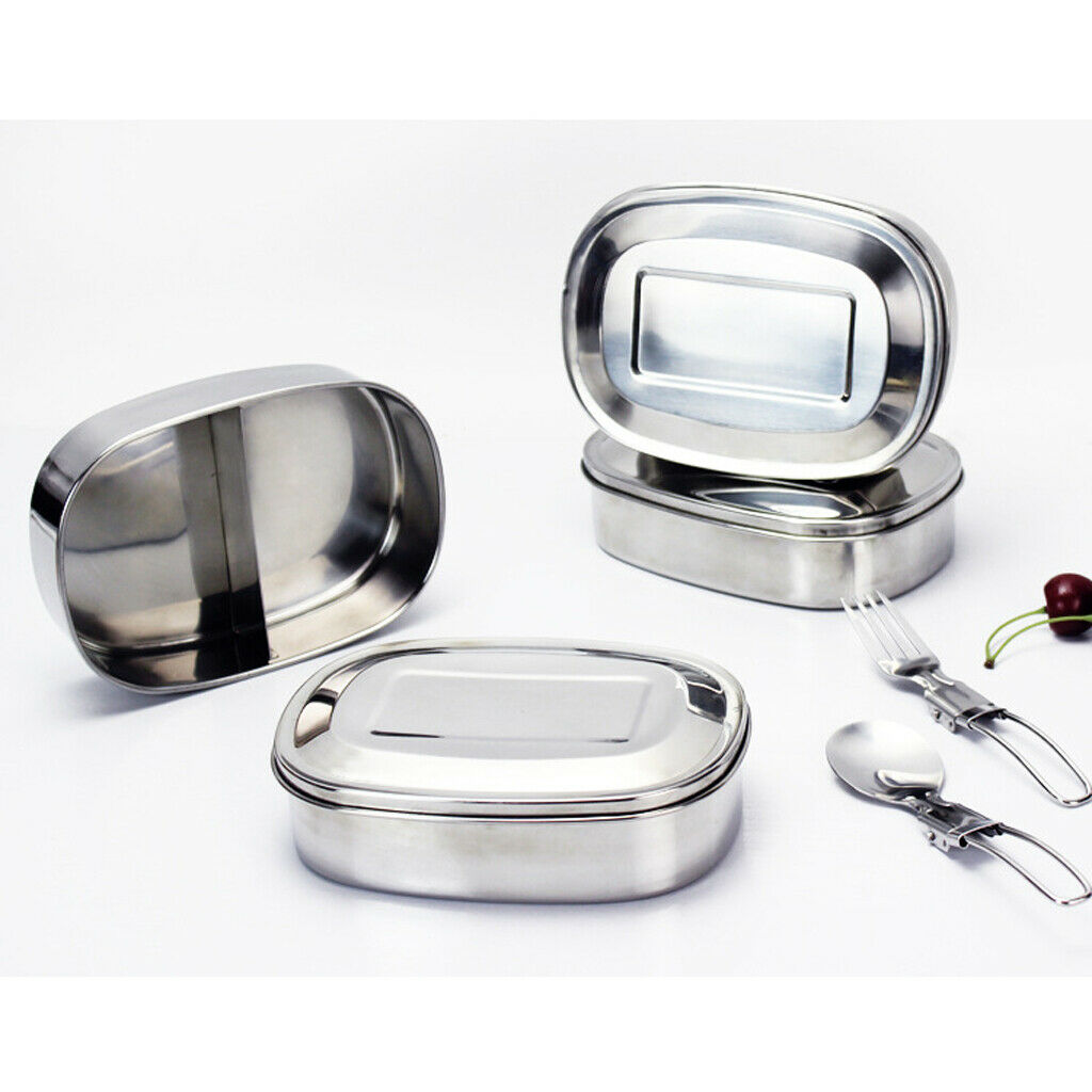Stainless Steel School Lunch Box School Tiffin Picnic Food Container 3 Grid