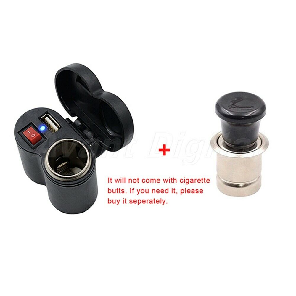 12V Motorcycle USB Charger Universal Waterproof Cigarette Lighter Socket&Switch