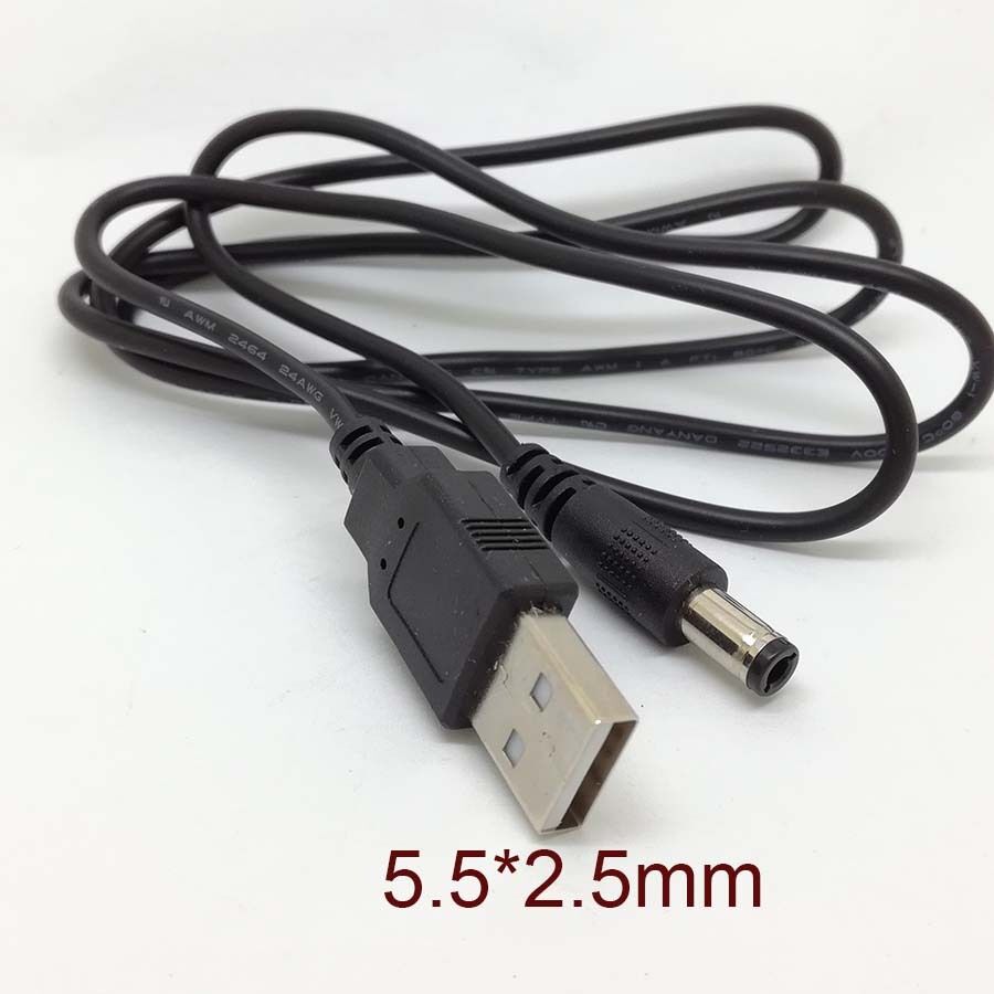 New PC Laptop USB Male to 5V DC 5.5mm x 2.5mm Barrel Connector Power Cable Tt