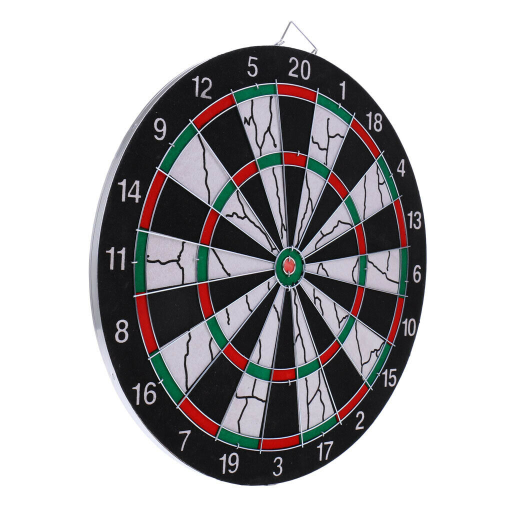 Durable 15" Two Side Printing Dart Board   + 6 Darts for Darts Game
