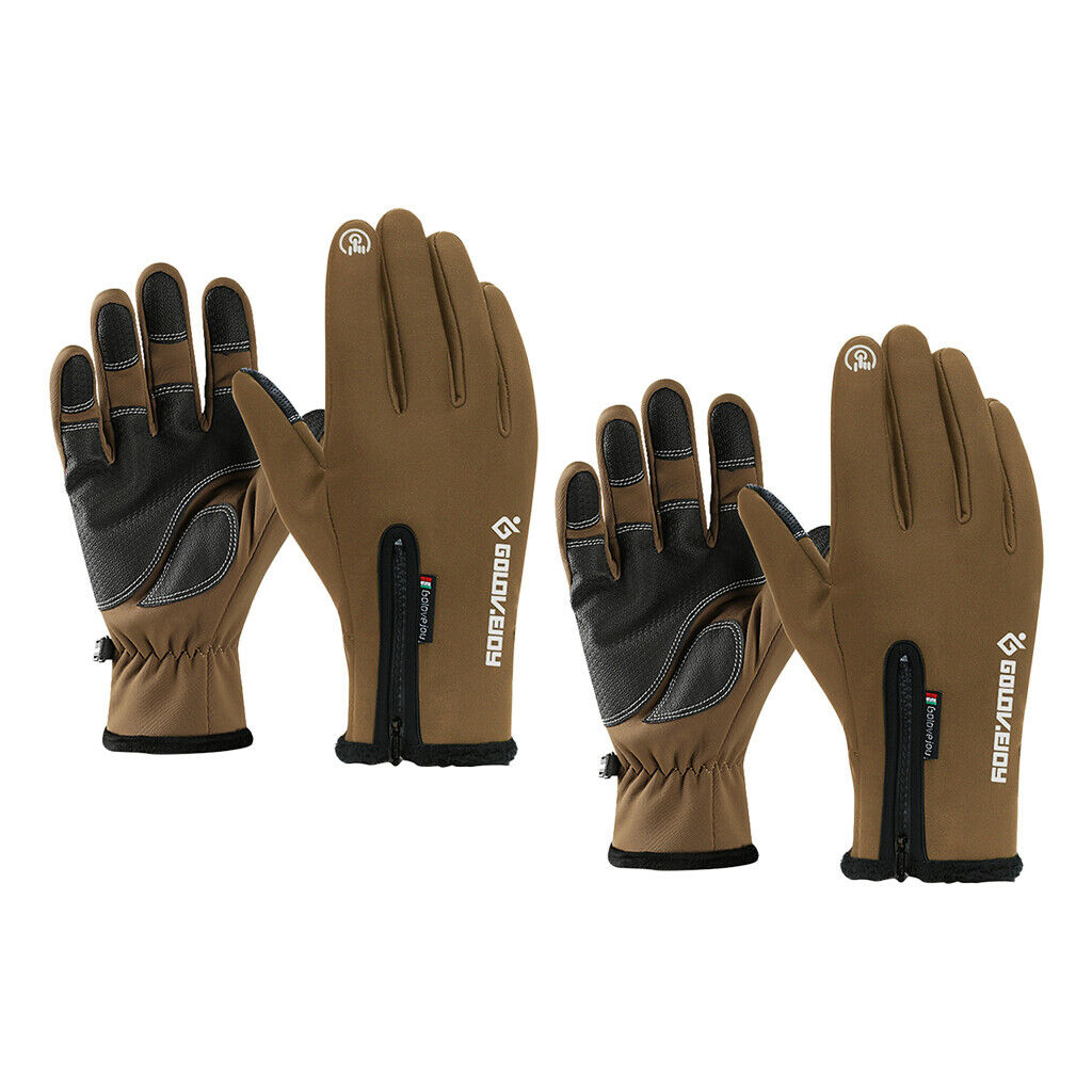 Waterproof Bike Full Finger Gloves Touch Screen Gloves Brown Cycling Hunting