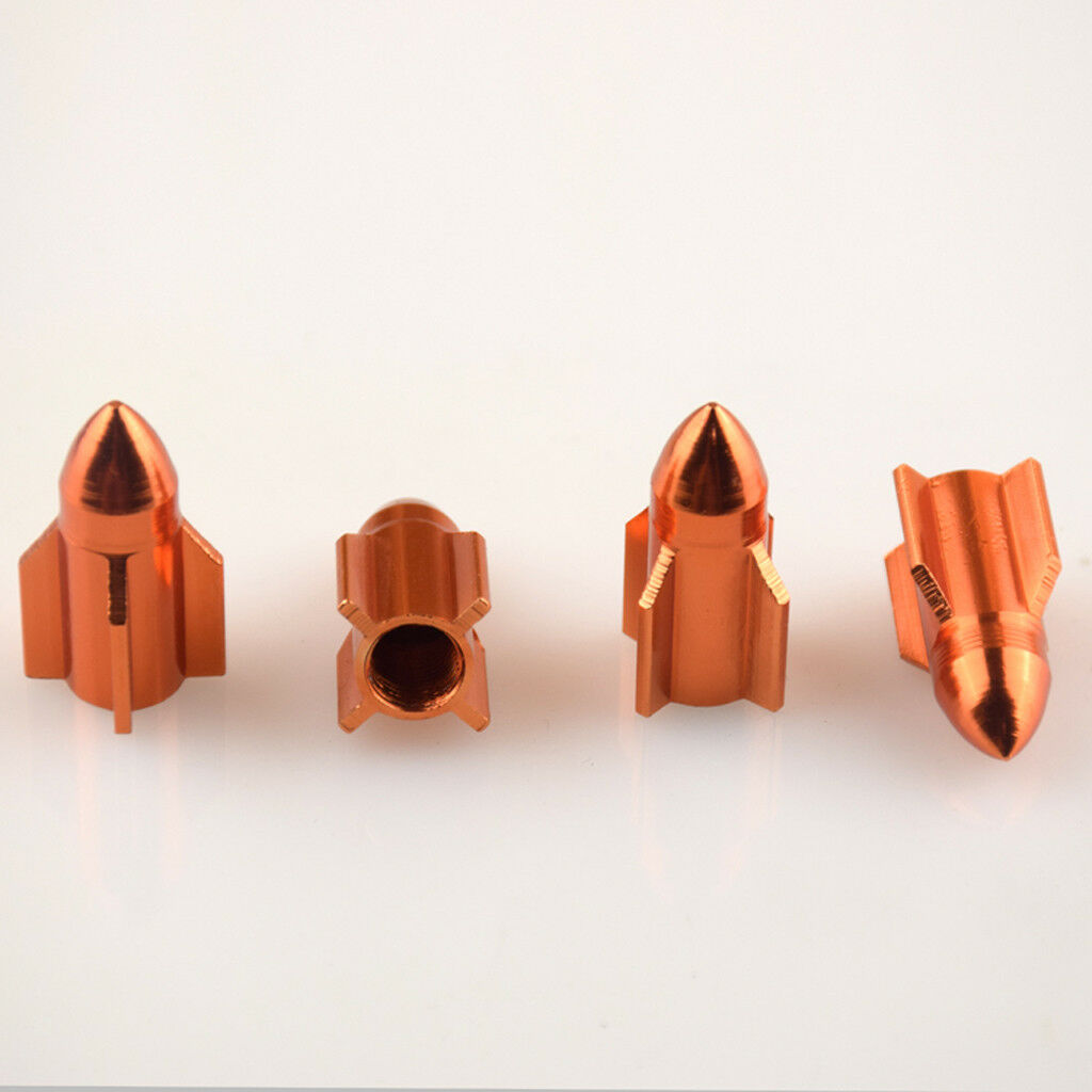 4 Pieces Orange Aluminum Alloy Auto Car Truck Bike Wheel Tire Valve Cap