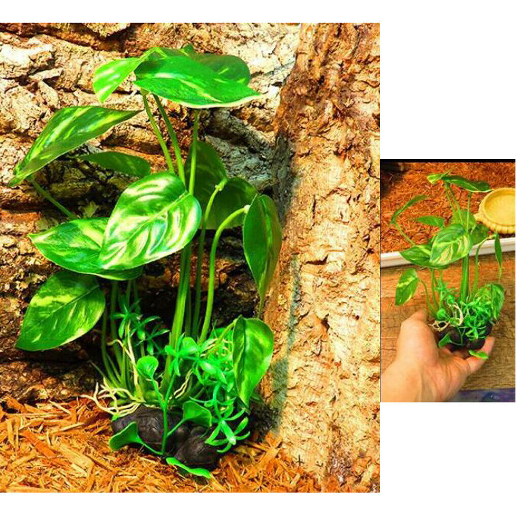 2Pcs Reptile Aquarium Lifelike Underwater Plant Water Grass Decorations