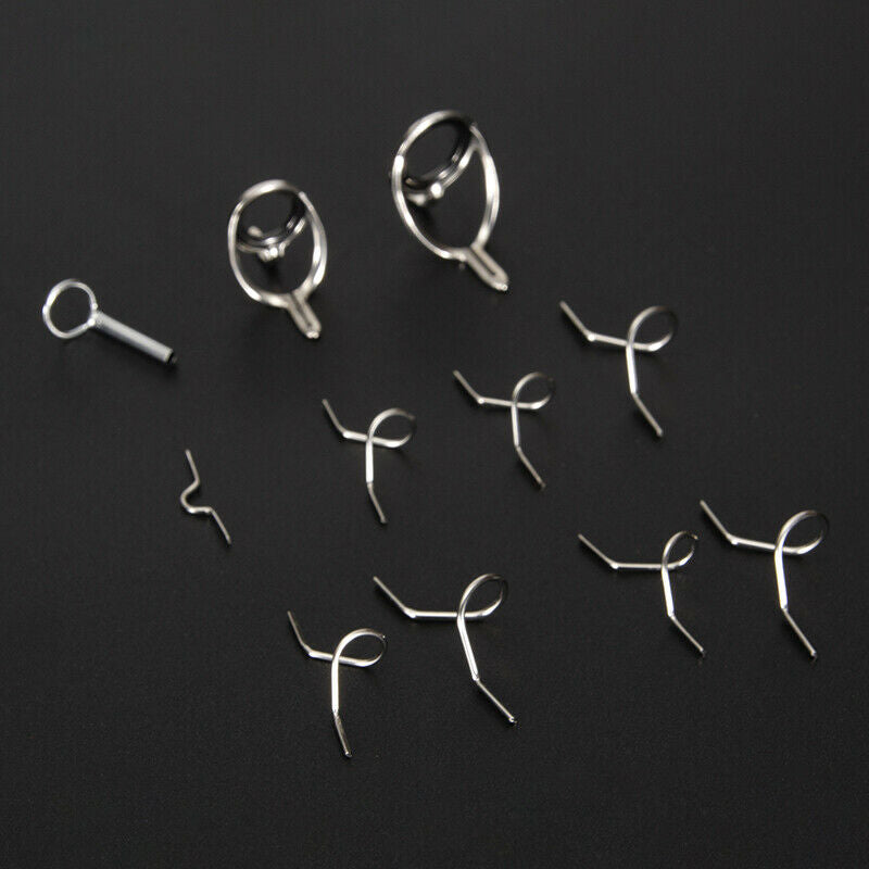 11Pcs Stainless Steel Fly Rod Guides Set Tip Hook Fly Fishing Accesso.l8