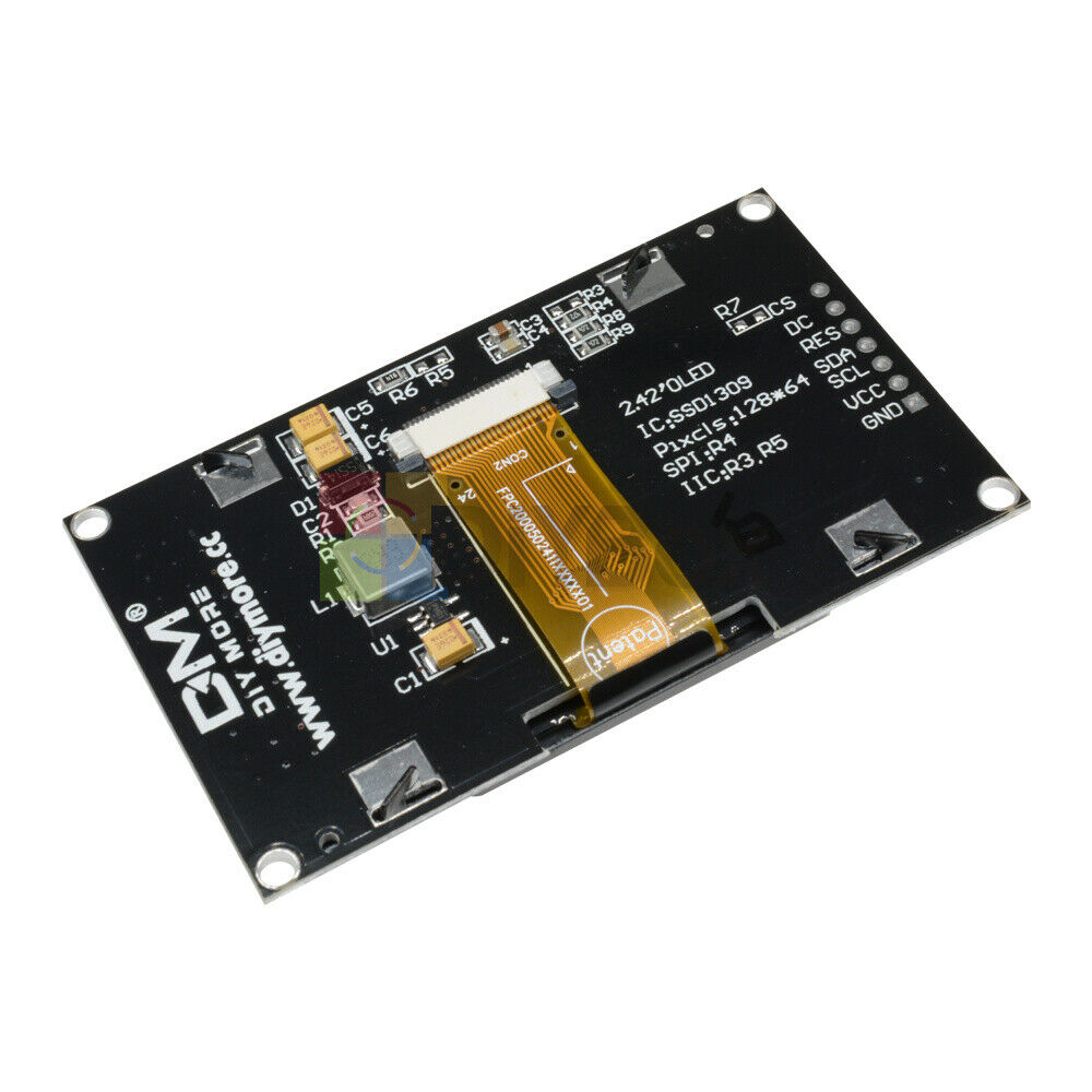 2PCS 2.42" SPI IIC 128X64 White OLED LED LCD Display Module SSD1309 for Arduino
