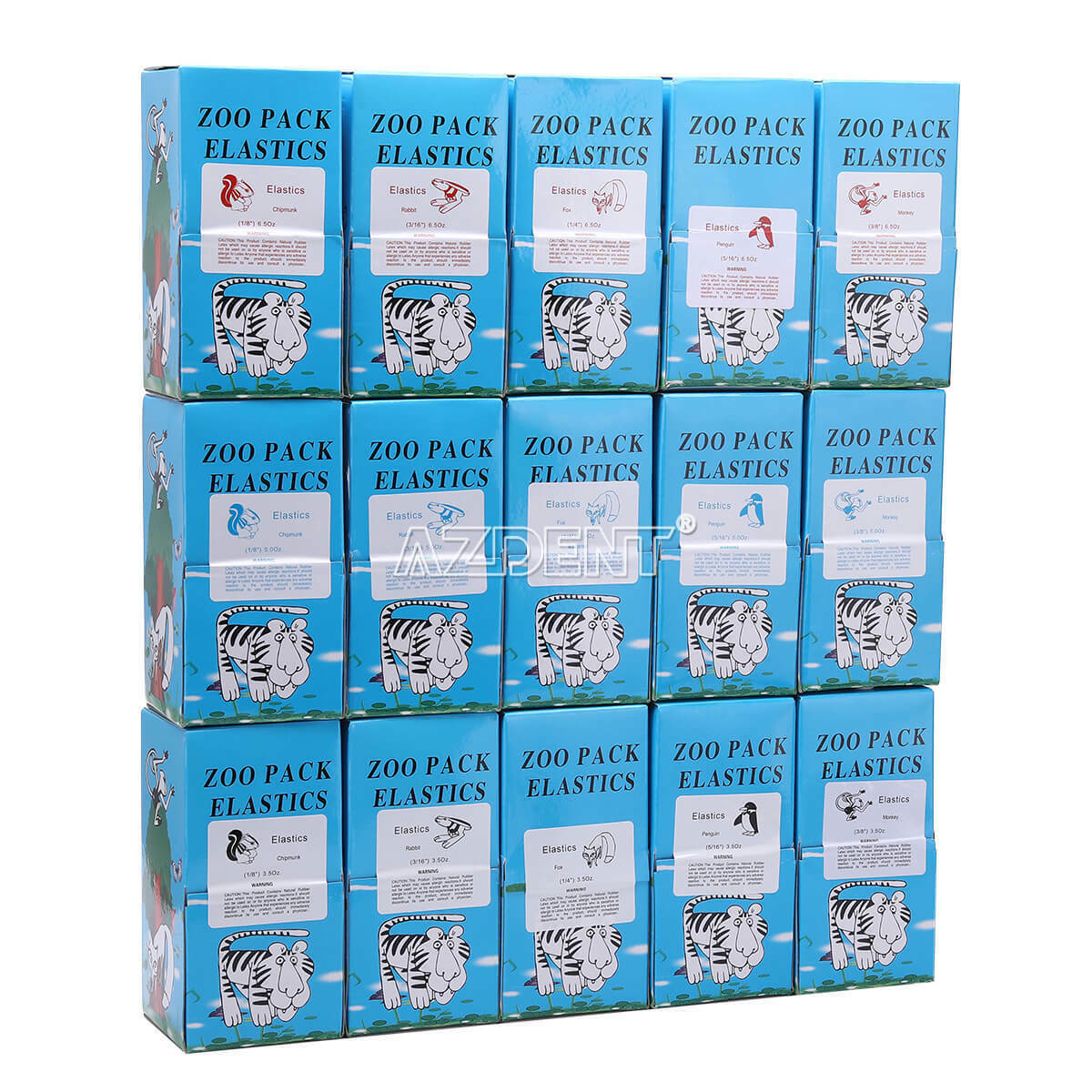 10Packs Dental Orthodontic Elastic Rubber Bands Zoo Pack 5.0 OZ 1/8 chipmunk
