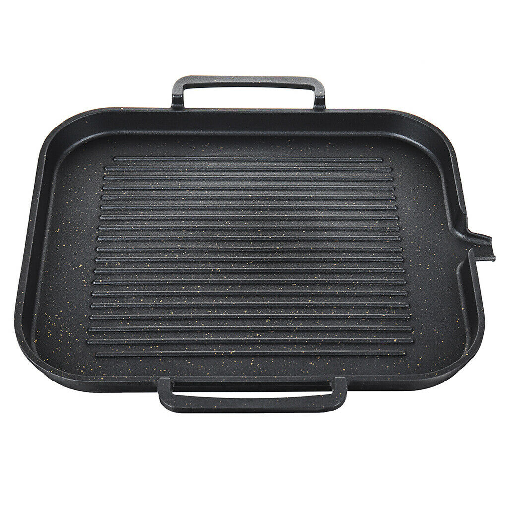 Grill Pan Non-stick Cooking Aluminum Alloy Steak Frying Pan Camping BBQ