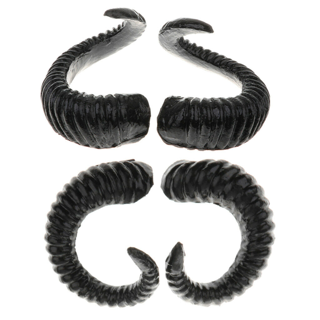 2 Pair Simulation Black Sheep Horns Costume Accessory for DIY Hair Headband