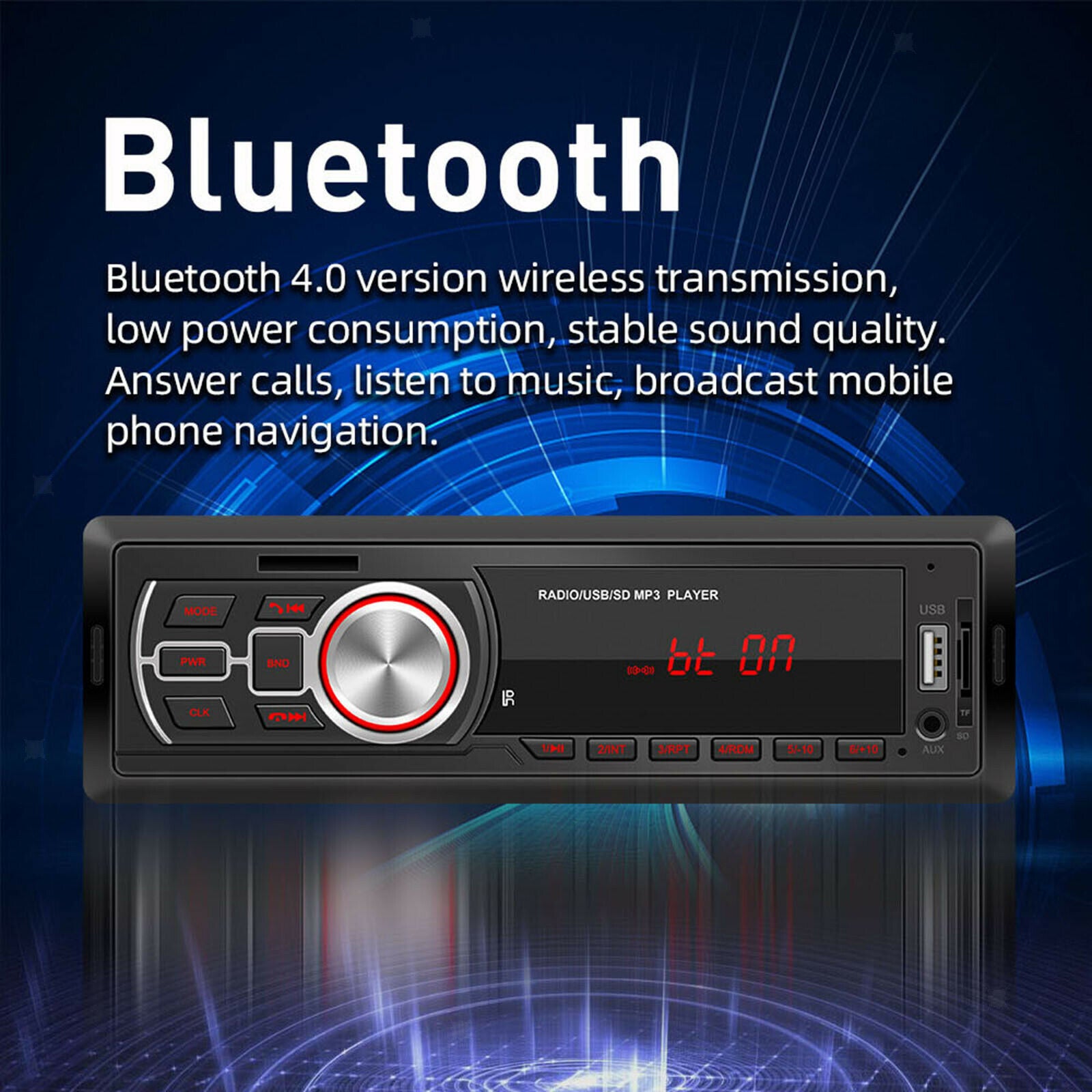 MP3 Bluetooth Car In-Dash FM Radio Stereo Audio Receiver Player USB AuxInput