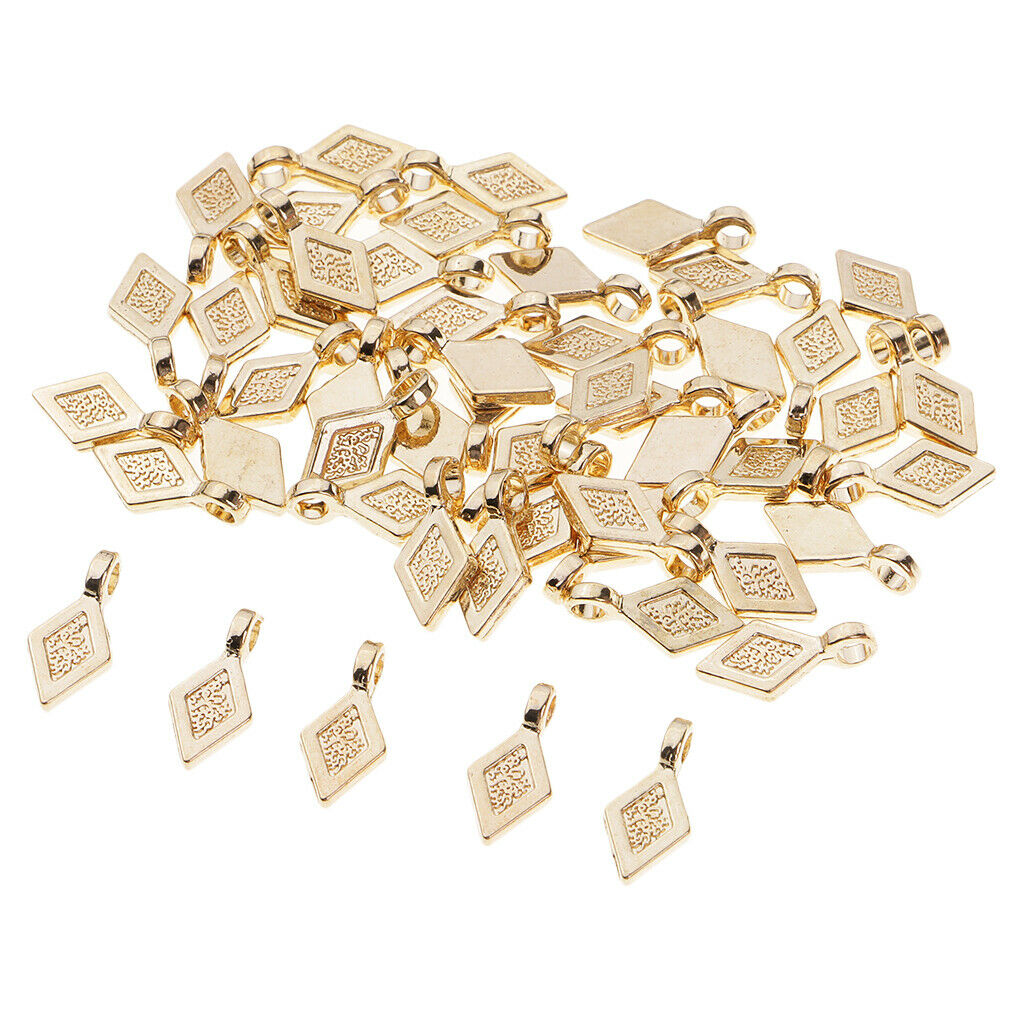 50pcs alloy rhombus bail charms pendants DIY jewelry making findings Craft