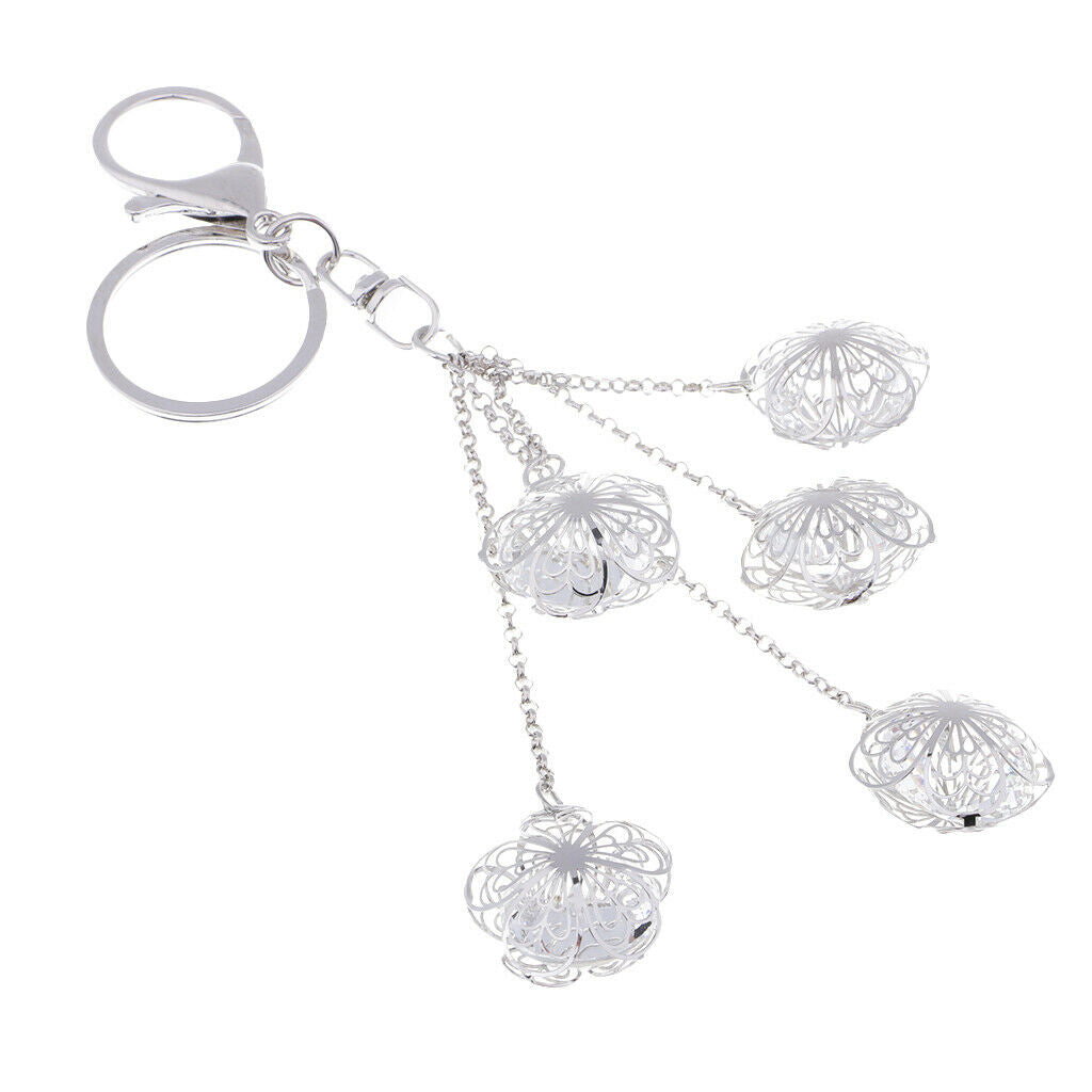 Pierced Camellia Key Chain Fashion Key Ring Handbag Pendant Decor Girs Gift