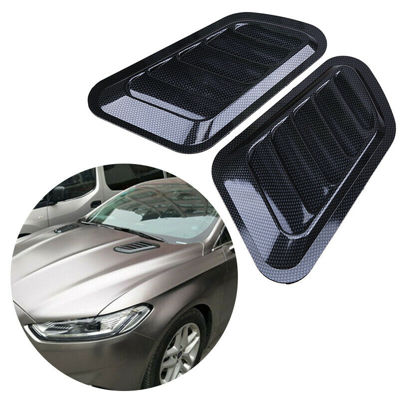 Universal Carbon Fiber Look Car Air Flow Intake Bonnet Decorative Vent Hood
