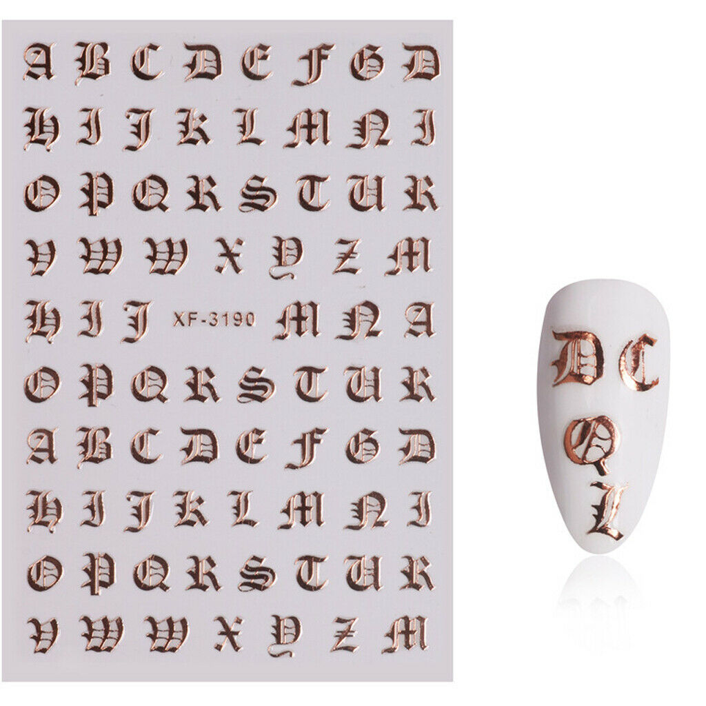 5x Adhesive Nail Art Stickers Letters Words Decals Stencils for Books Tables