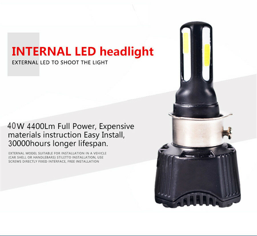 40W High Power Motorcycle Headlight LED Bulb 4COB 4400LM H4 HS1 H6 S2 Hi/Lo Beam