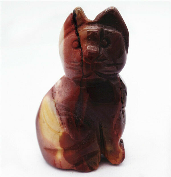 49x30x17mm Cat Decoration Natural Mookaite Gem Carved Statue Home Decor HH7965