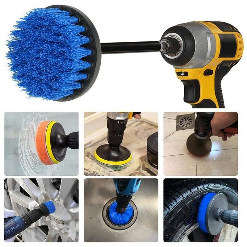 8Pcs Drill Brushes Attachment Kit with Scou Pad Polishing Sponge Power ScrubbeW6