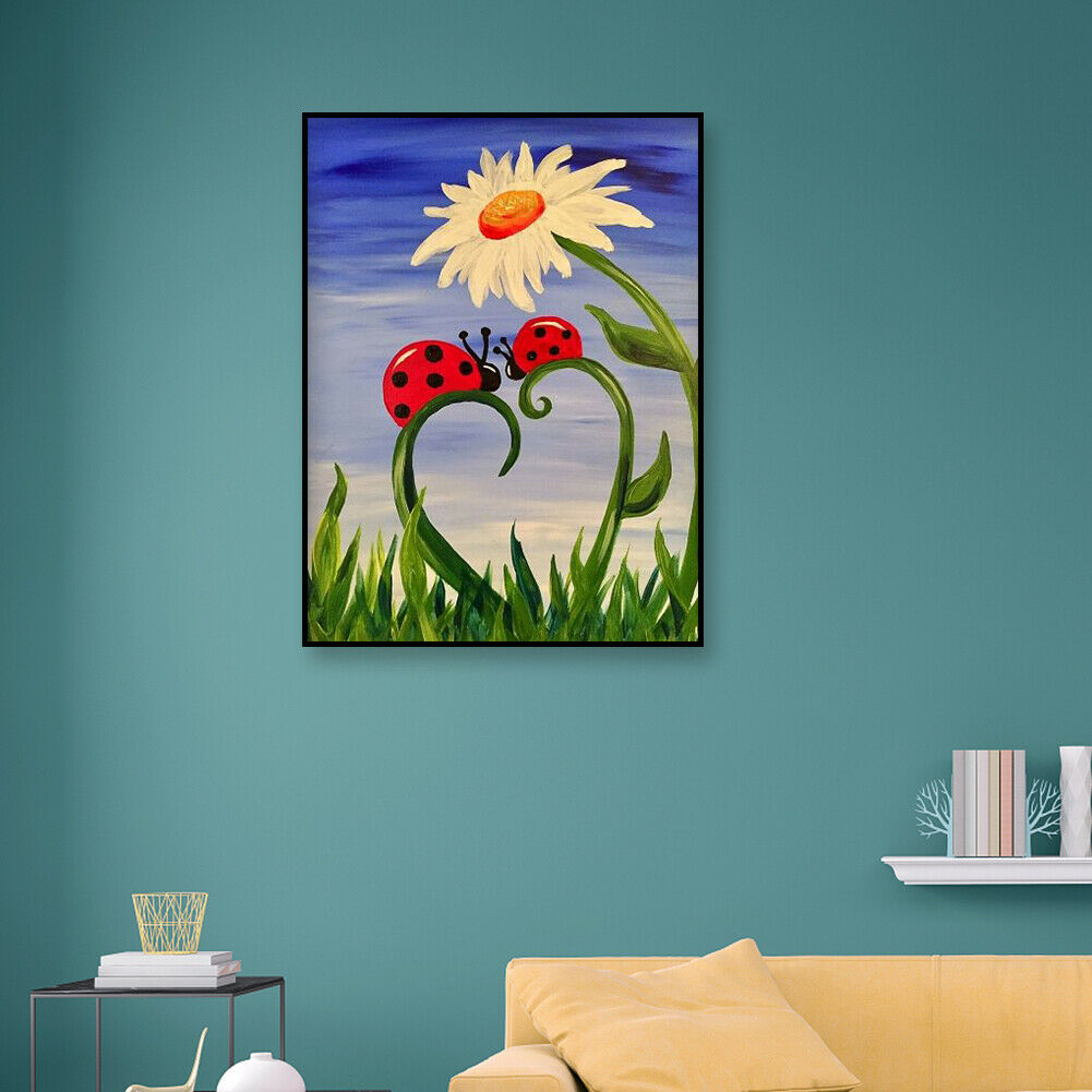 DIY Artwork Diamond Painting 5D Full Round Drill Kit Two Ladybugs Pictures @