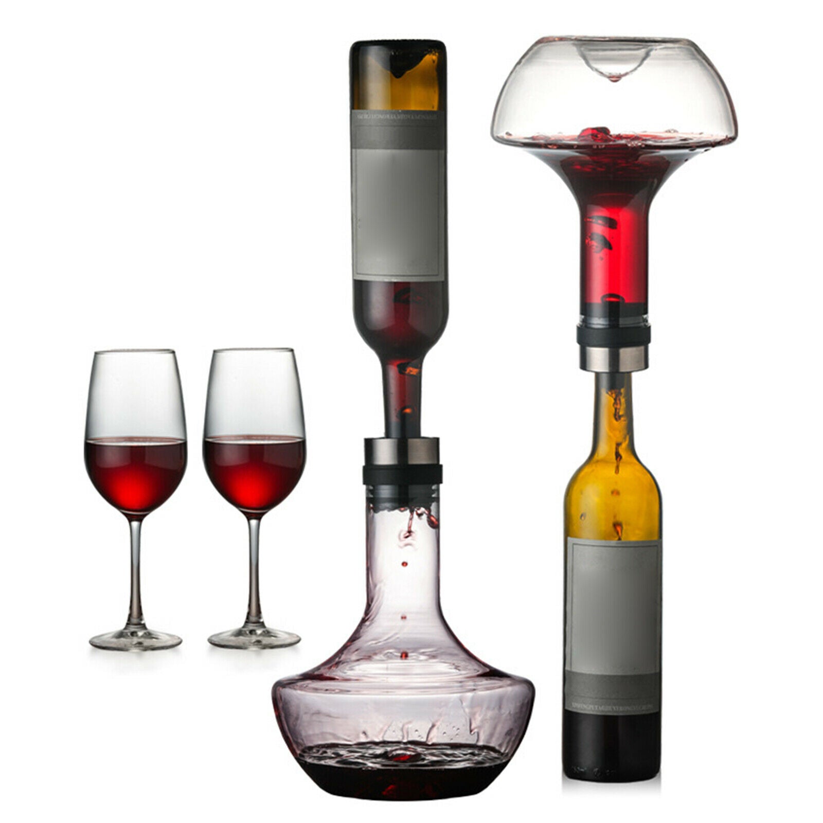Wine Decanter Hand Blown Lead Free Crystal Carafe Provides Intense Aerating
