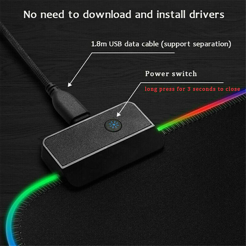 900 x 400mm Gaming LED RGB Pad Large Mousepad Anti-Slip PC Computer Desk Mat