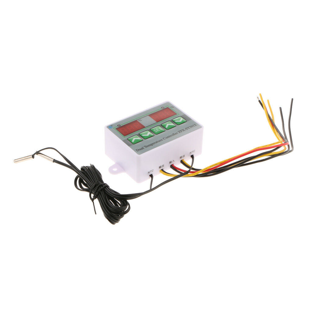 220V Dual Digital Temperature Controller Thermostat With 2Pcs Sensor Probe