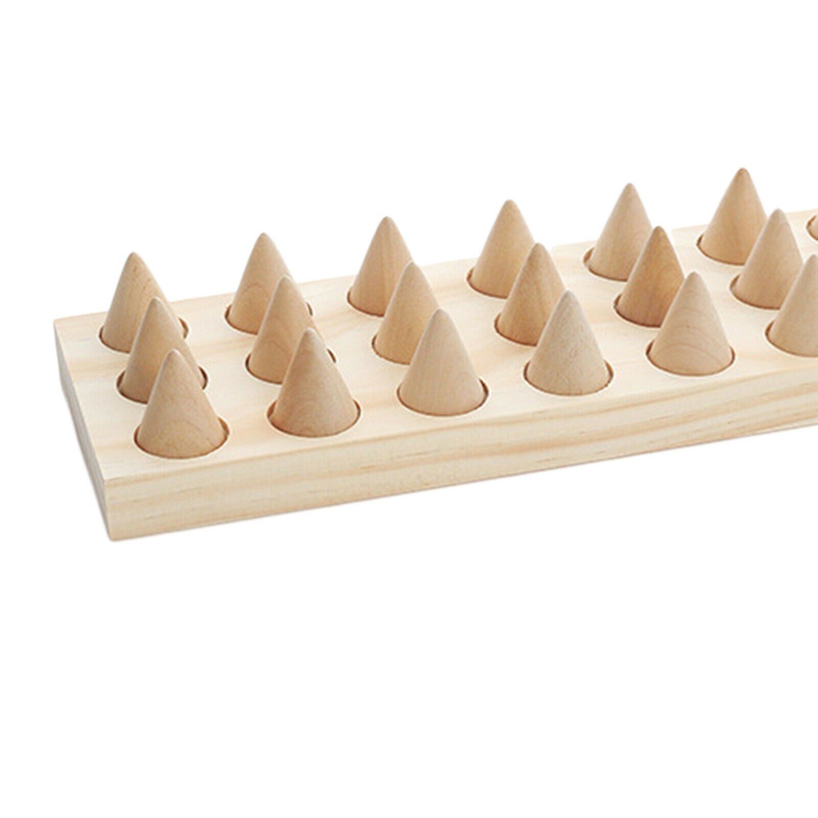 24 Fingers Natural Wood Rings Display Stands Showcase for Shows Decorative
