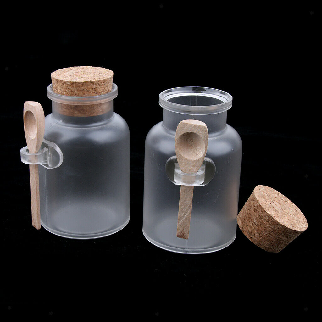 4pcs (100g+200g) Clear Bottle with Corks Empty Bath Salt Vials Jar Container