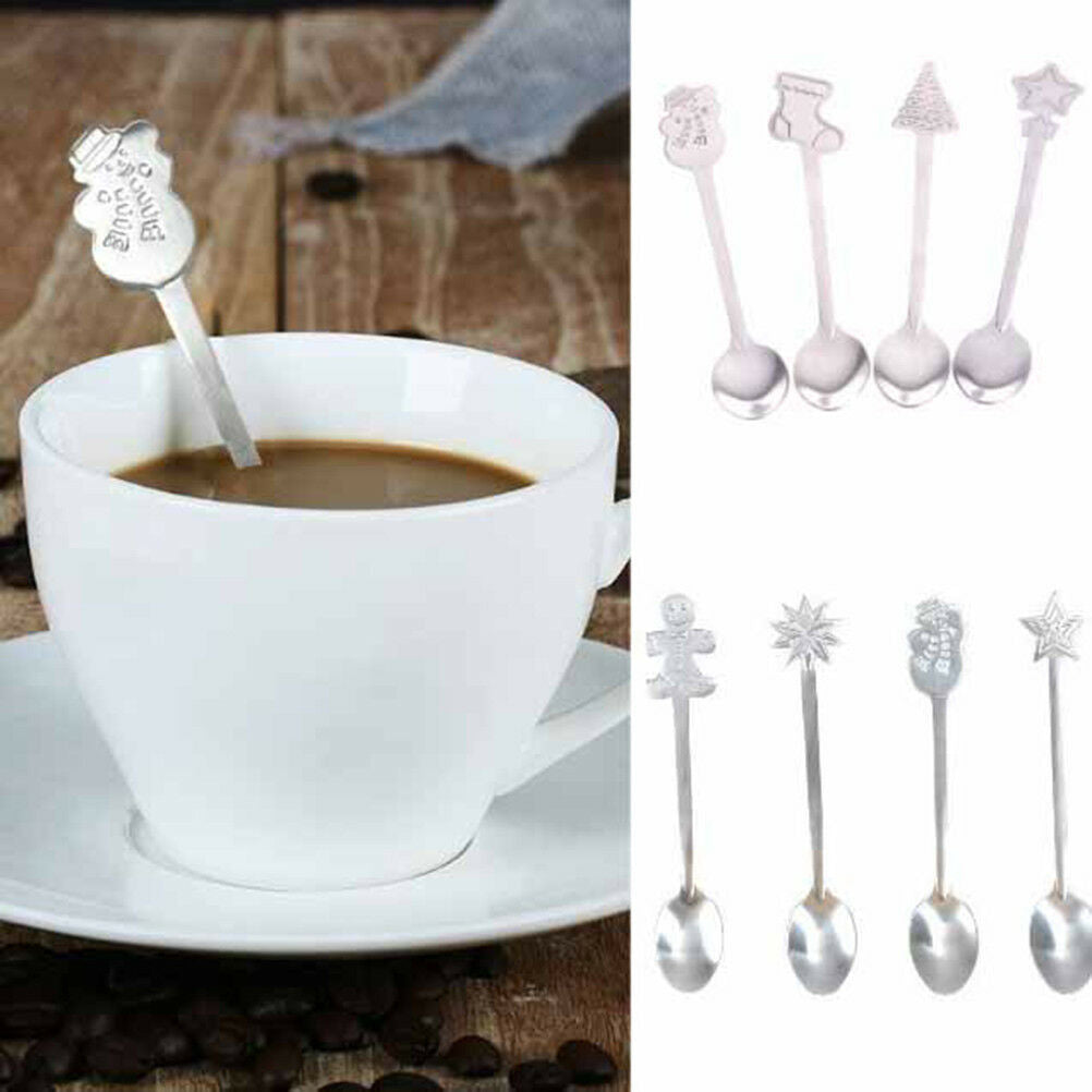 Christmas Spoon Stainless Steel Coffee Spoon Mini Tea Spoon Kids Dessert .l8