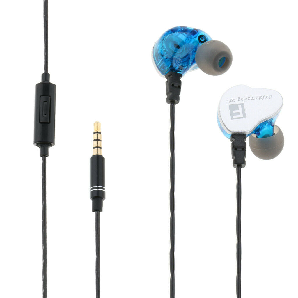 In-Ear Sports Earbuds 3.5mm Wired Earphone Bass Stereo Headset & Mic Blue