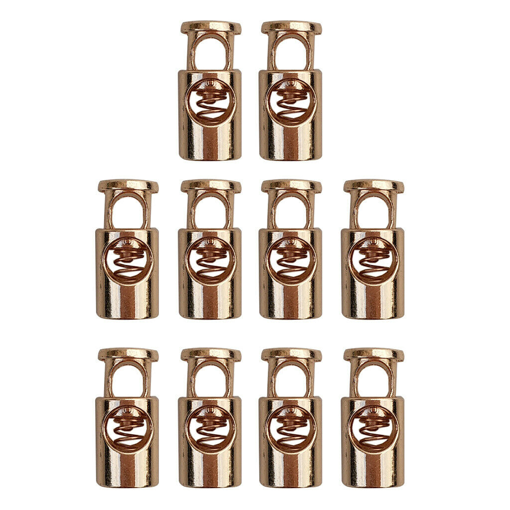 10 Pieces Cylinder String Cord Lock End Metal Spring Stop Toggle Stoppers