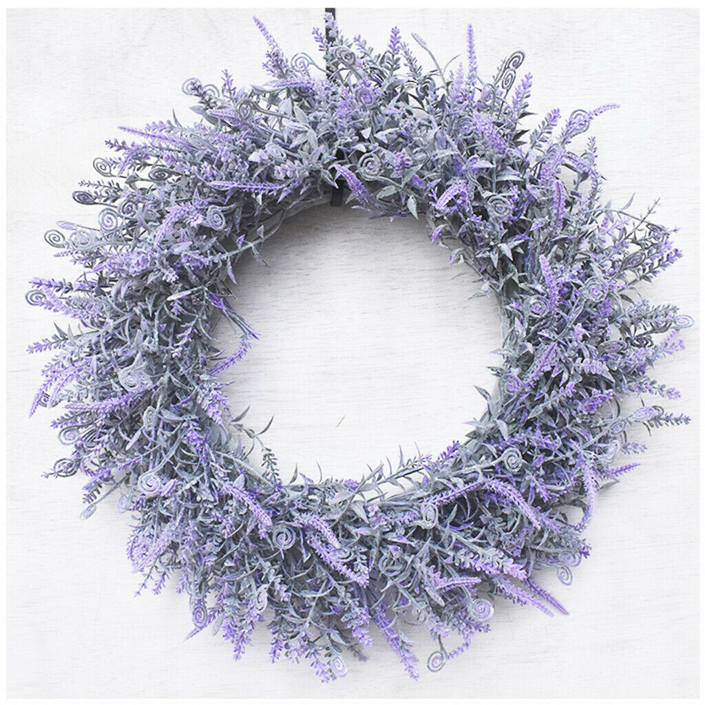 Outside Garden Artificial Lavender Flowers Wreath Front Door Home Art Decors