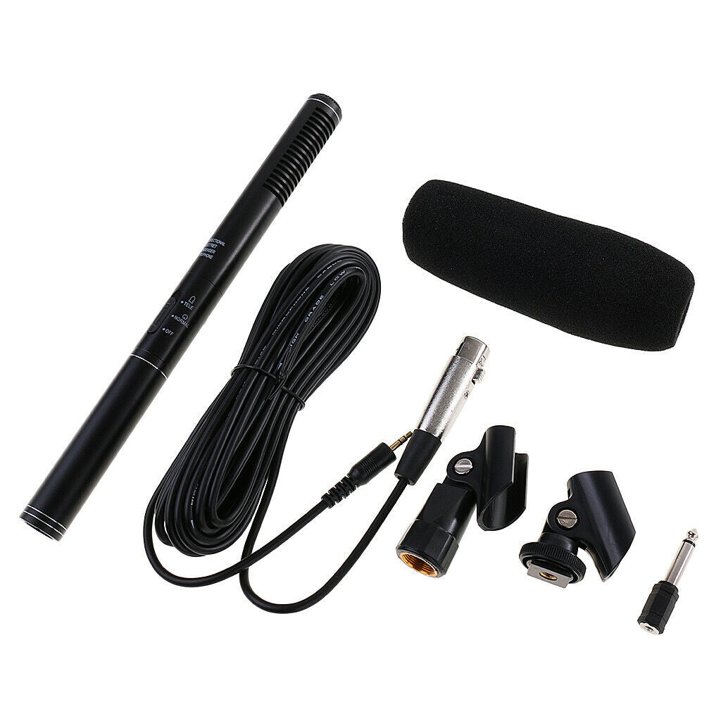 Professional Interview Microphone Unidirectional Recording Microphone Set Black