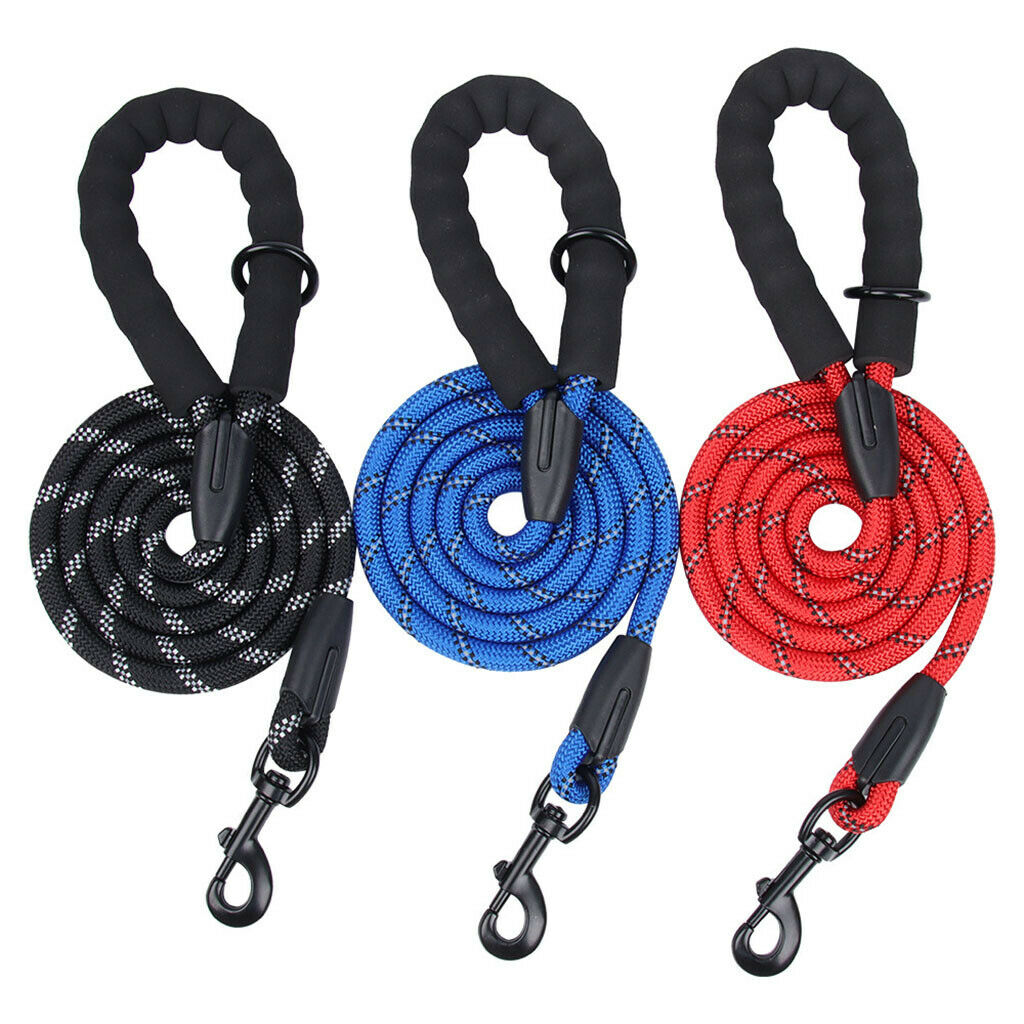 Strong Reflective Dog Leash with Poop Bag Comfortable Pet Outdoor Leash Red