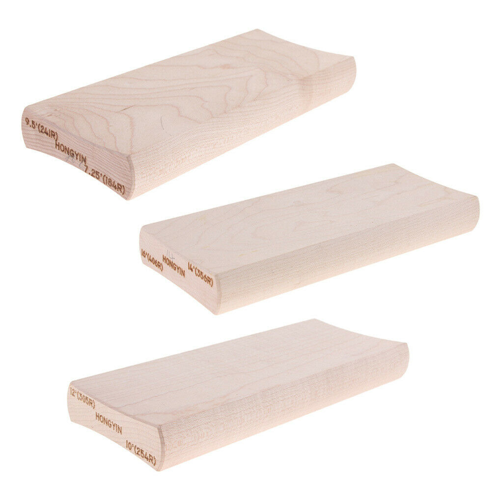 Set of 3 Wooden Radius Sanding Block for Guitar Bass Luthier Tool Parts