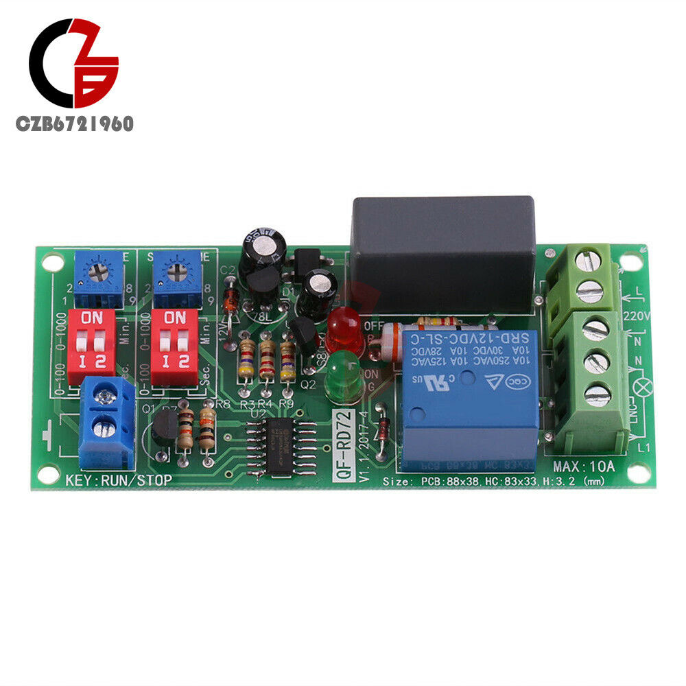 Cycle Delay AC110V 120V 220V 230V Timing Timer Relay Switch ON/OFF Button Module