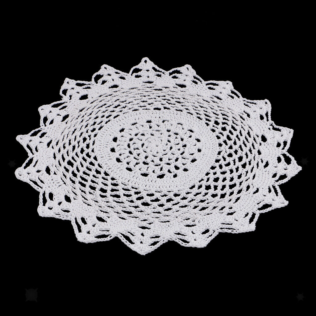 Flower Shaped White Crochet Cotton Lace Doily Table Placemat Doilies Mat30cm