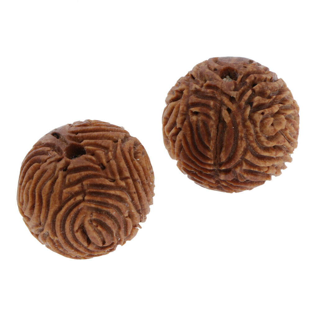 2pcs Carved Peach Pit Beads Wooden Loose Spacers Beads For Mens Bracelet DIY