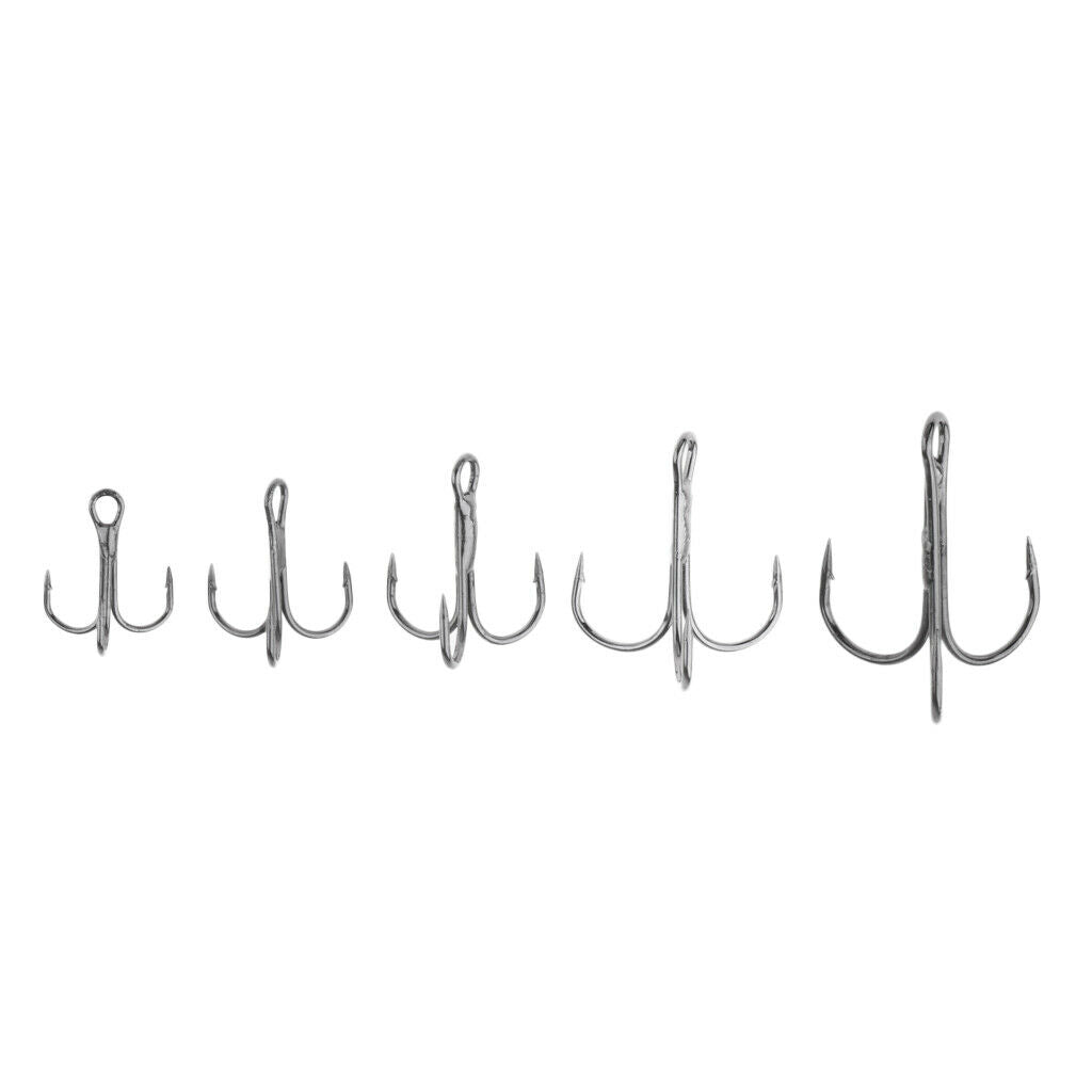 1 Set Fishing Treble Hooks Durable Barb Lure Bait Sea Fish Hook Kit Black S