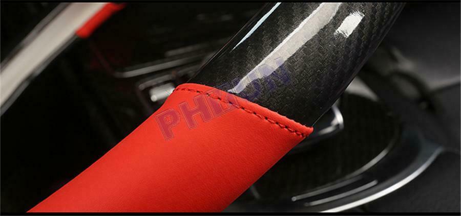 Universal Car Steering Wheel Cover Black Carbon Fiber Braid Style Comfort Grip