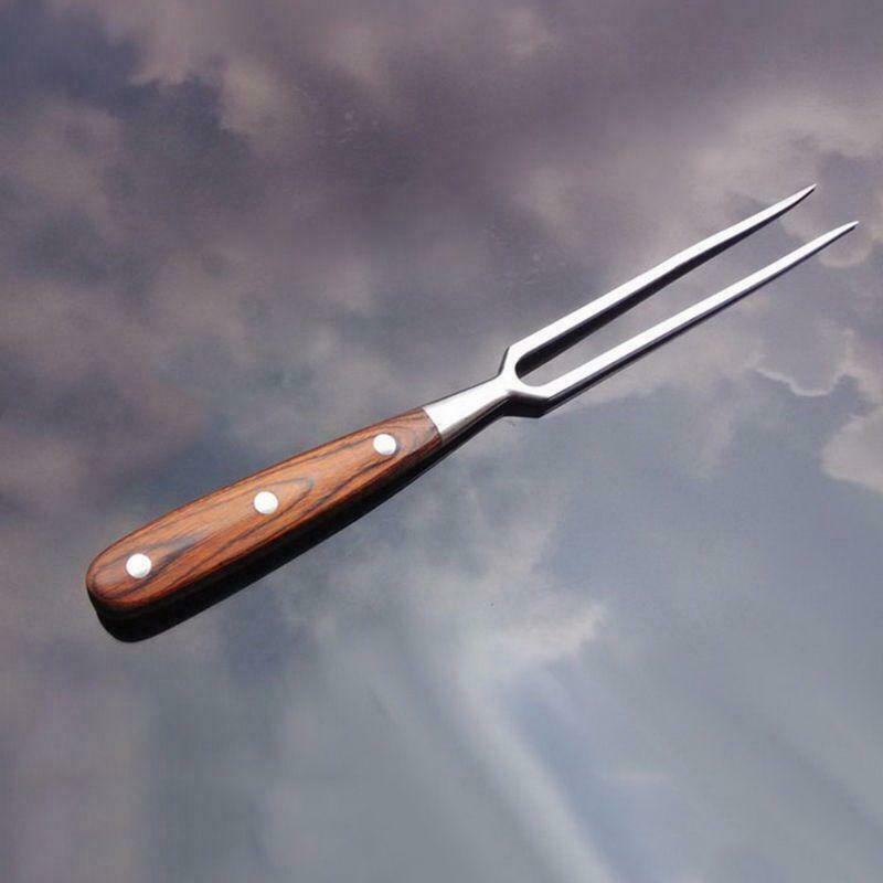 Portable Outdoor Barbecue Tool Wooden Handle Barbecue Fork Food Fork Meat Fork