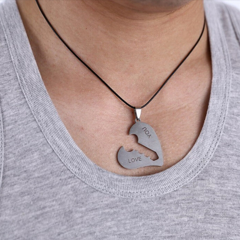 1Pair I Love You Lock Key Heart Stainless Steel Pendant for Couple Necklac.l8
