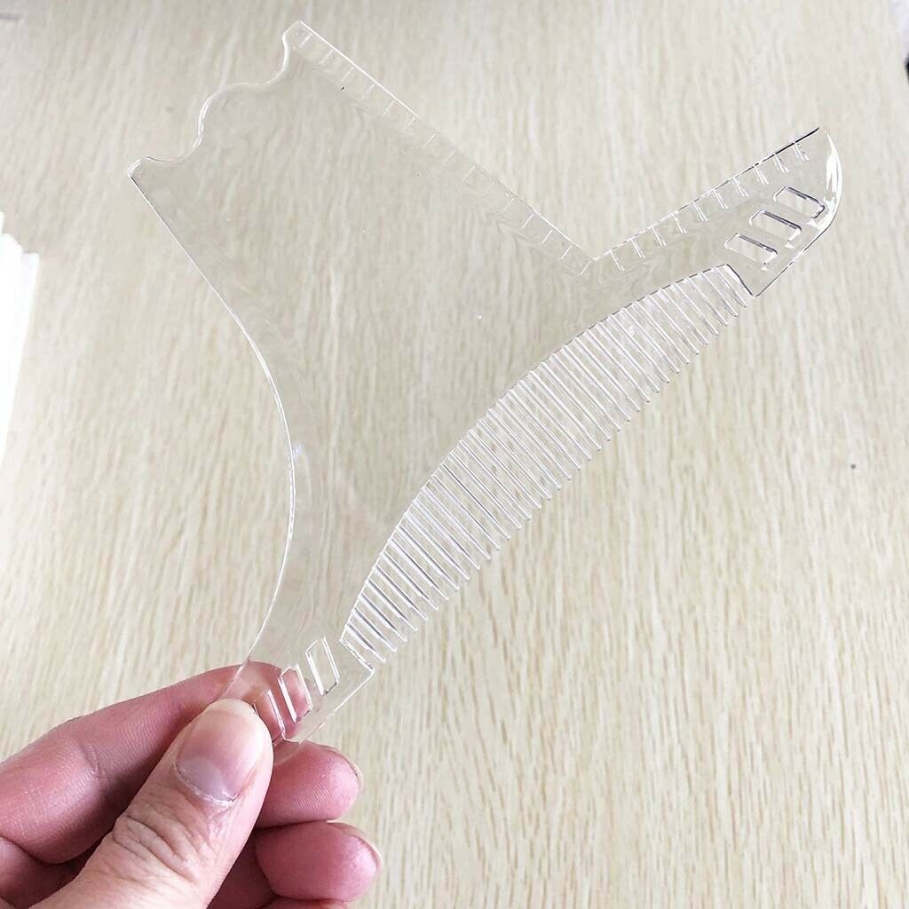 Mens Beard Shaping Ruler Styling Template Trim Comb Shaving Tool Clear