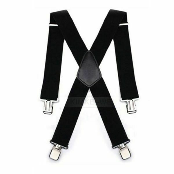 5cm Mens Suspenders X Style & 4 Clips Adjustable Fits All Heavy Duty Braces
