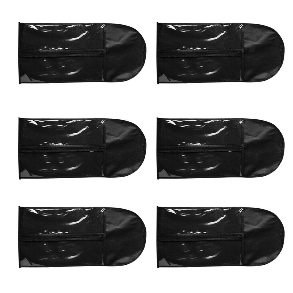 6pcs Hair Extension Wig Storage Bag Holder Case Dustproof Protector Black