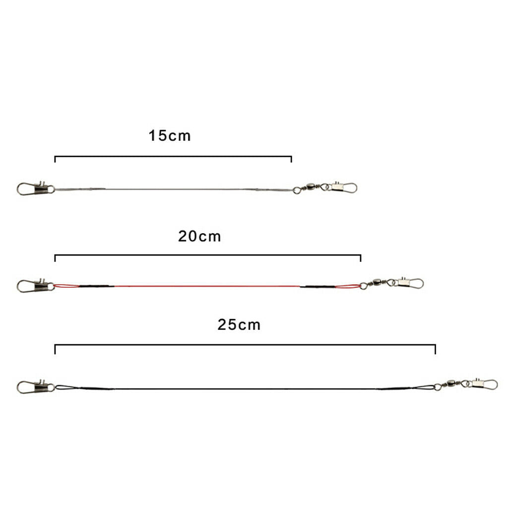100 Pieces Anti Bite Steel Wire Fshing Lines Leaders with Swivels 15cm White