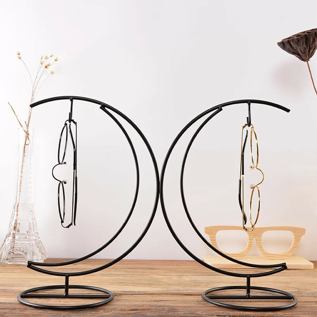 Black Eyeglass Holder Stand Glasses Display Rack with Hook Home Decor 02