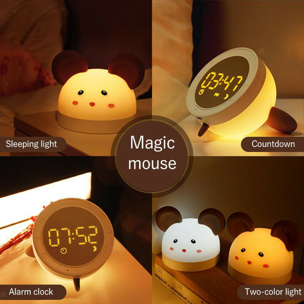 Modern LED Children's Digital Alarm Clock Table Rechargeable Night Light