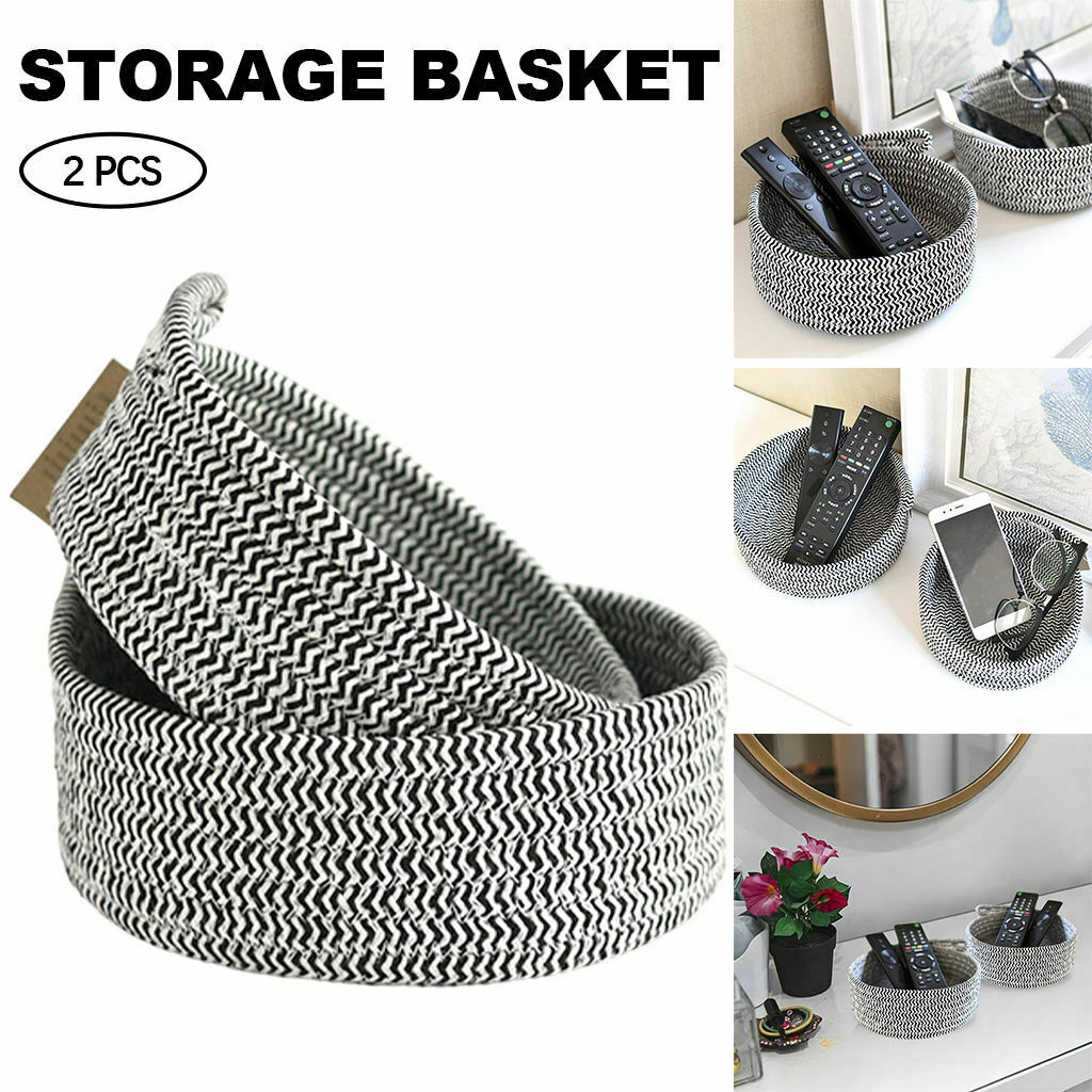 2 Pieces Round Small Woven Baskets Set for Vegetable Bathroom Color Mixing
